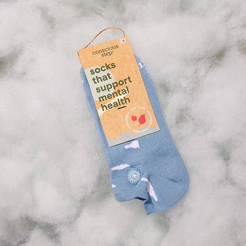 Socks that Support Mental Health (Floating Clouds) Ankle