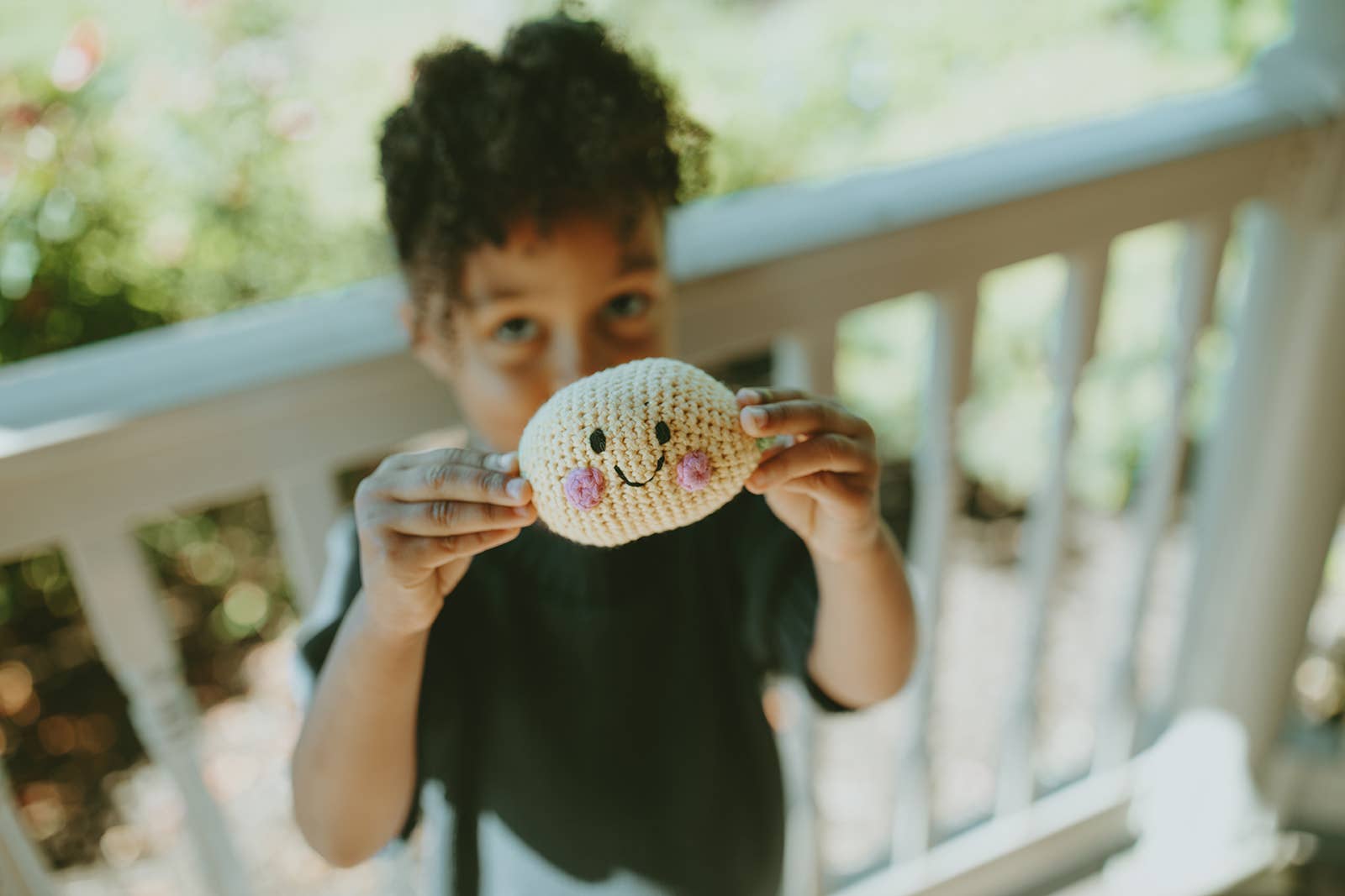 Handmade Happy Lemon Baby Rattle -Organic Cotton Crochet Toy