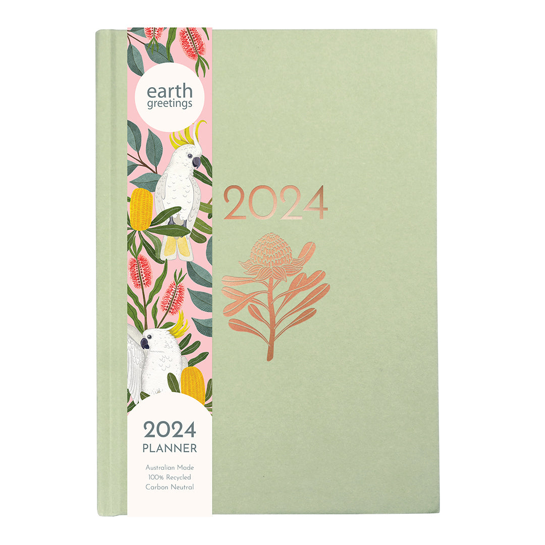 2024 Earth Greetings Planner - Week to Page - Eucalyptus