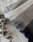 Alpaca Wool Classic Scarf - Blue/Grey/White Stripe