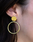 Deco Hoop Stud Earrings - Silver