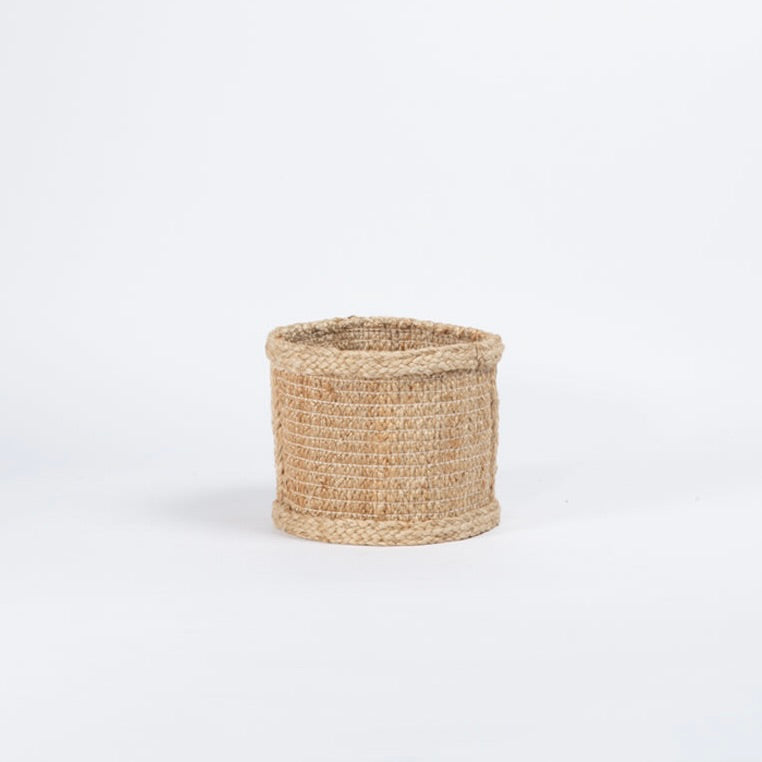 Hatched Weave Jute Basket Small - Natural