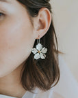 Sayuri Flower Silver Drop Earrings