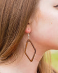 Wood Diamond Hoop Earrings