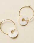 Varidi Dainty Gold Hoop Earrings - Mother of Pearl