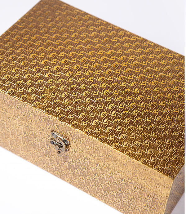 Pressed Brass Keepsake Box - Gold Swirl