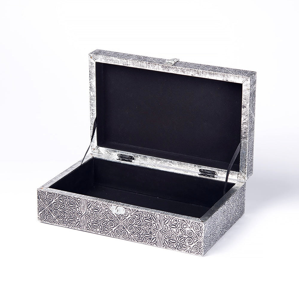 Pressed Metal Keepsake Box - Silver Petal