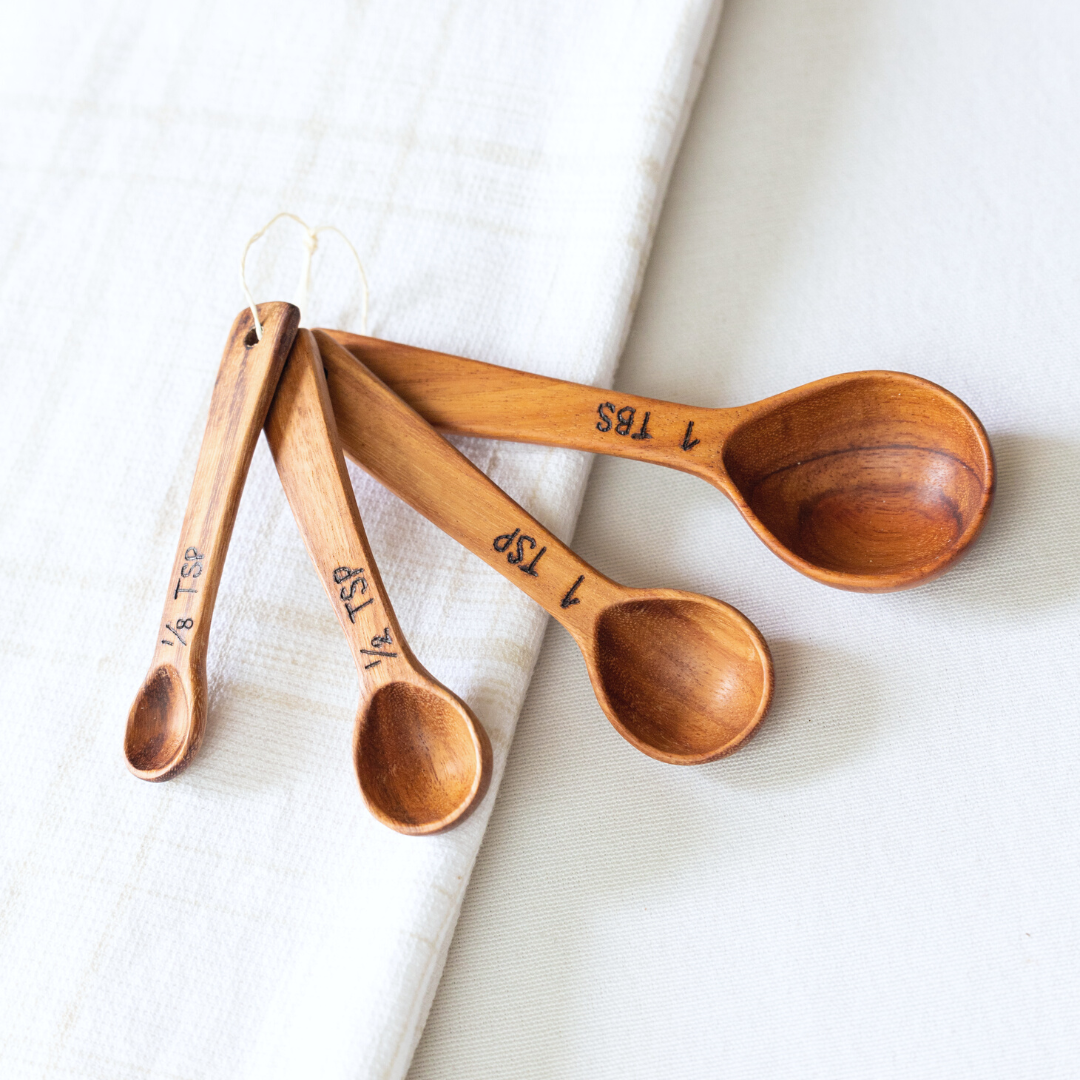 Hand Carved Wood Measuring Spoon Set - Macawood