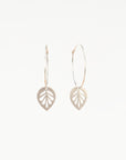 Silver Leaf Charm Hoop Earrings