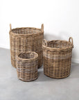 Rattan Laundry Storage Baskets Round