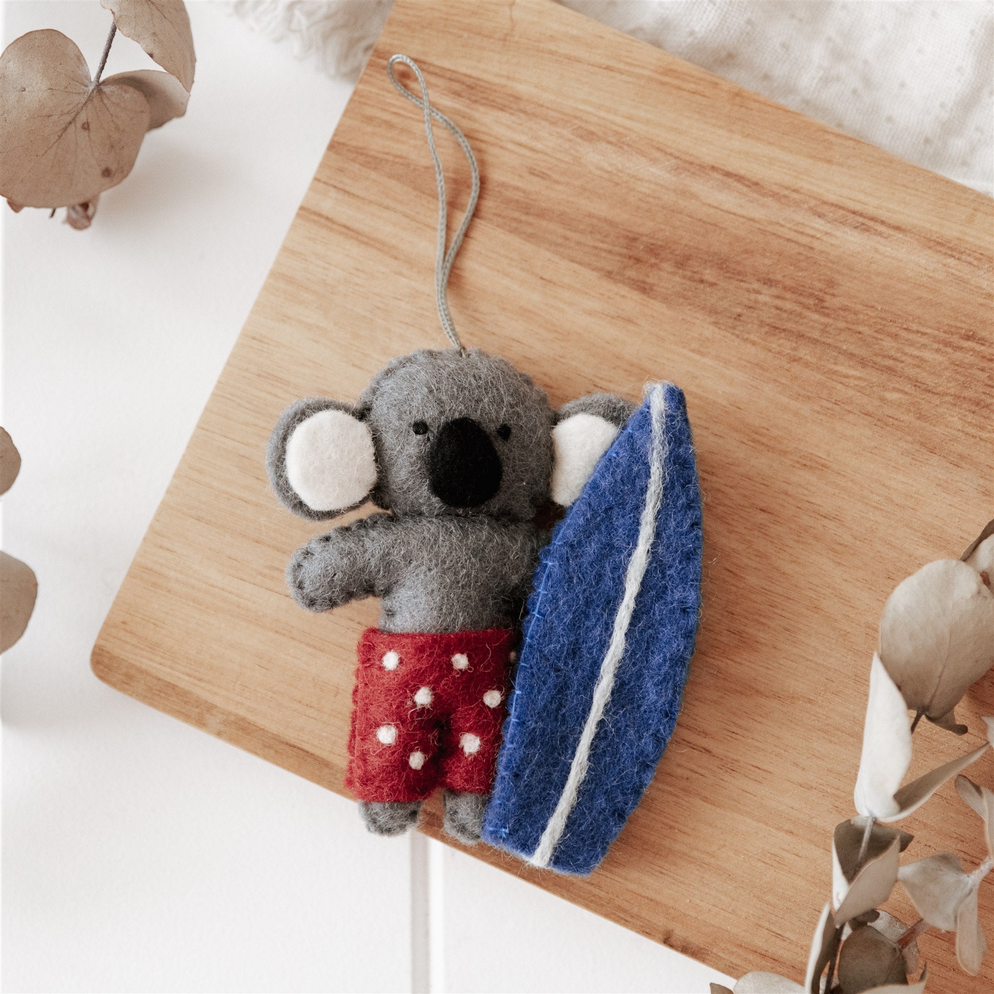 Koala with a Surfboard Christmas Hanging Decoration