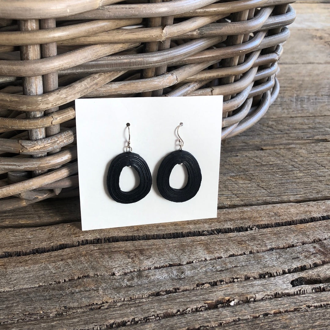 Paparazzi black shop wood earrings