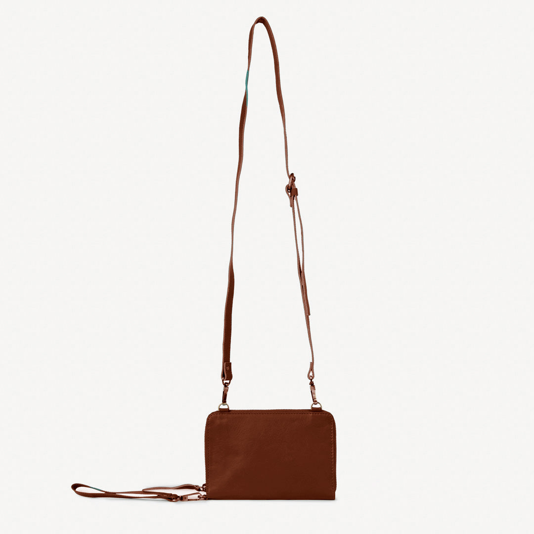 Crossbody Wallet Leather - Brown
