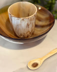 Handcrafted Polished Bowl with Salt Cellar & Spoon