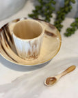 Handcrafted Polished Bowl with Salt Cellar & Spoon