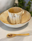 Handcrafted Polished Bowl with Salt Cellar & Spoon