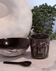 Handcrafted Polished Bowl with Salt Cellar & Spoon