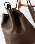 Sustainable Leather Backpack in Dark Clay