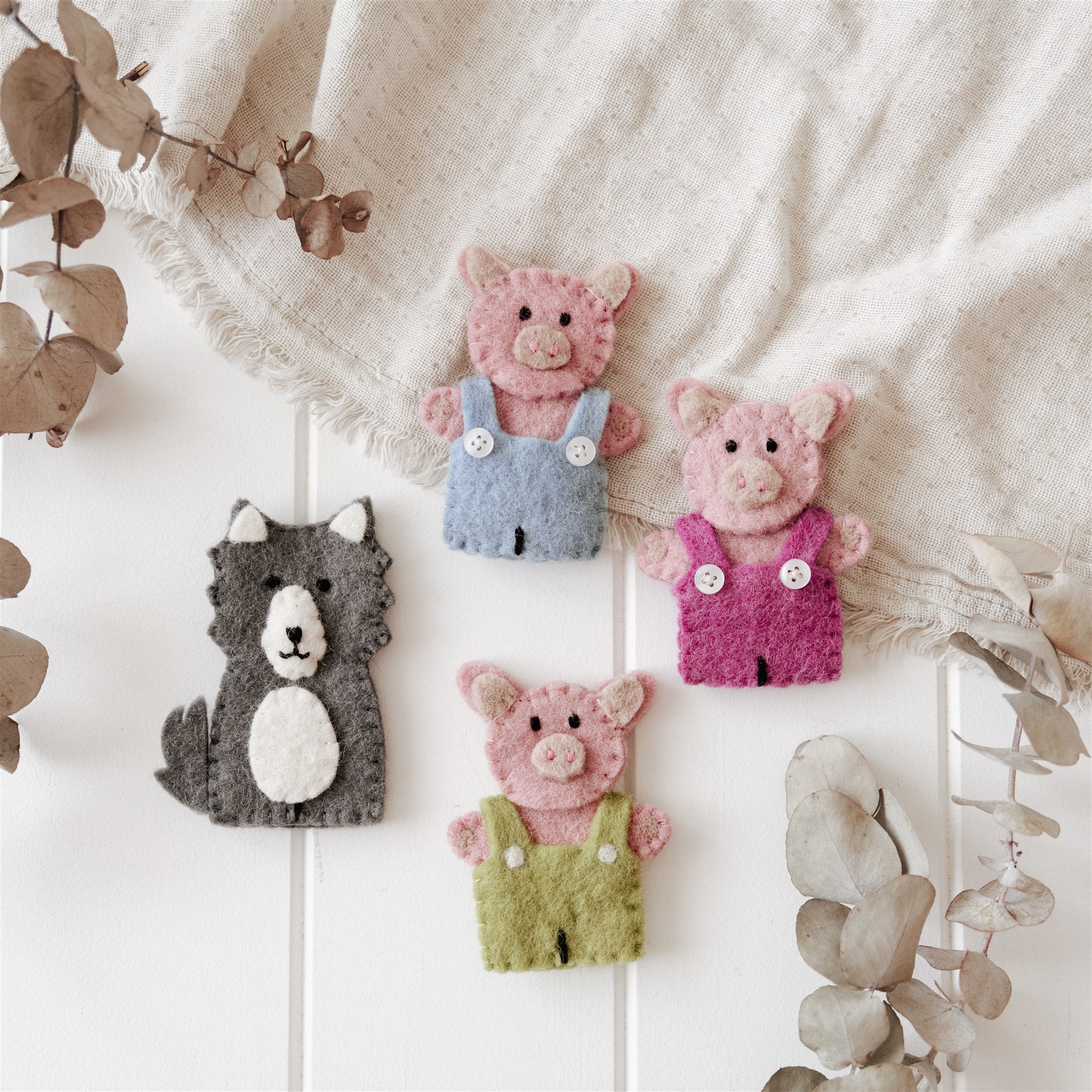 3 Little Pigs and Wolf Puppet Set
