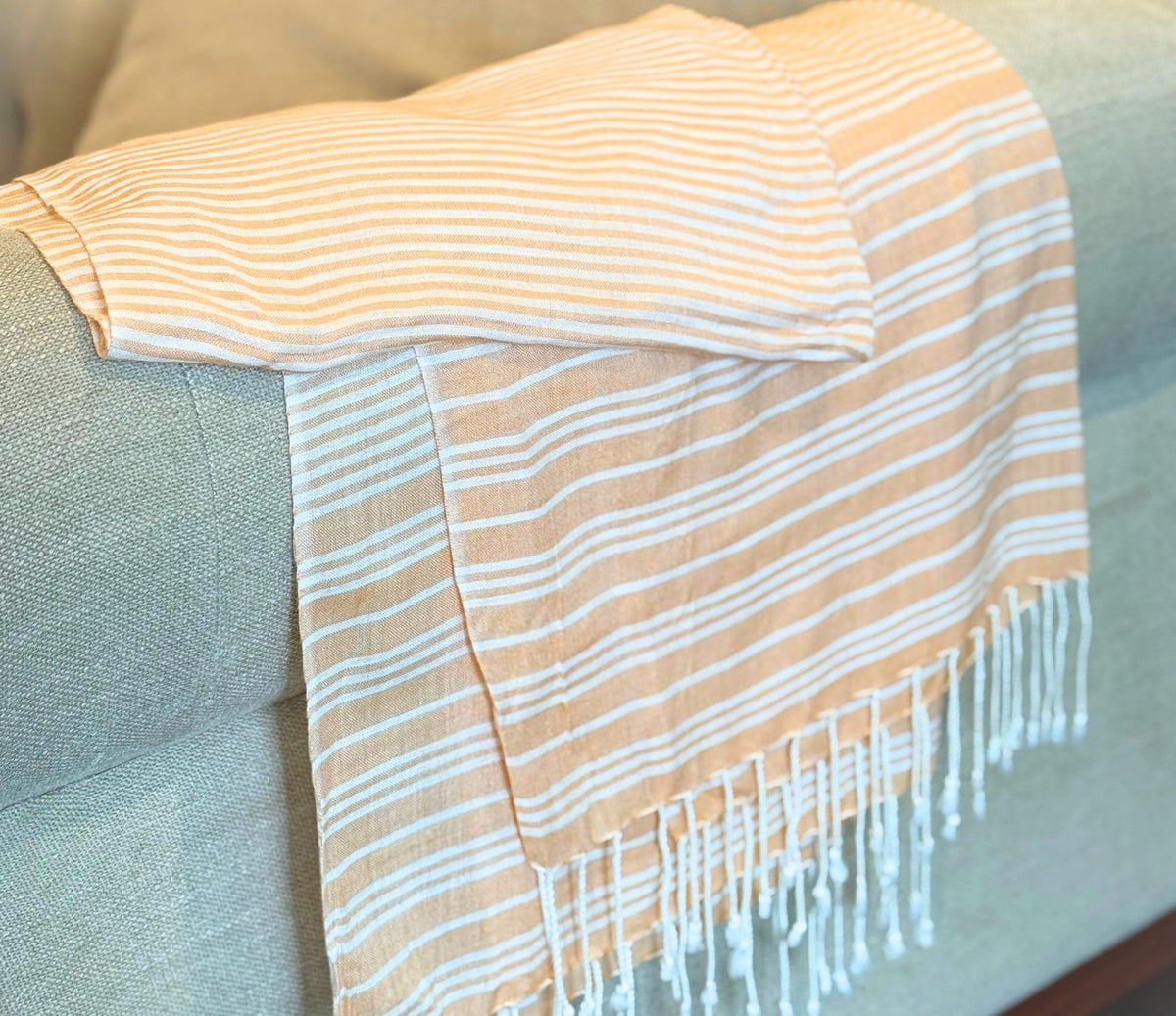 Peaches and Cream Striped Summer Scarf