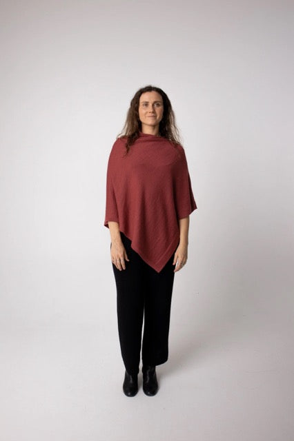 Alpaca Classic Poncho - Black and Magenta