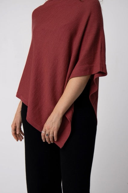 Alpaca Classic Poncho - Black and Magenta