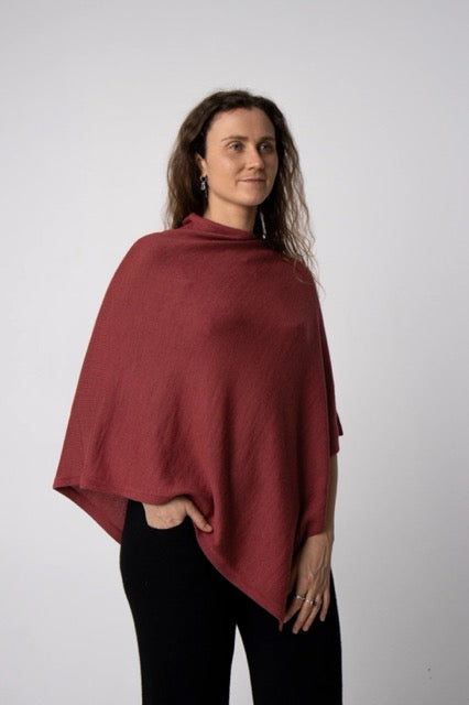 Alpaca Classic Poncho - Black and Magenta