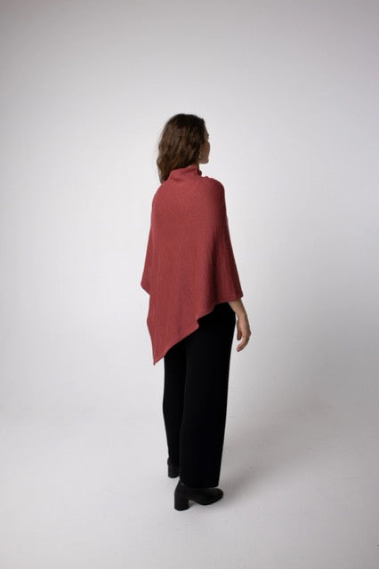 Alpaca Classic Poncho - Black and Magenta