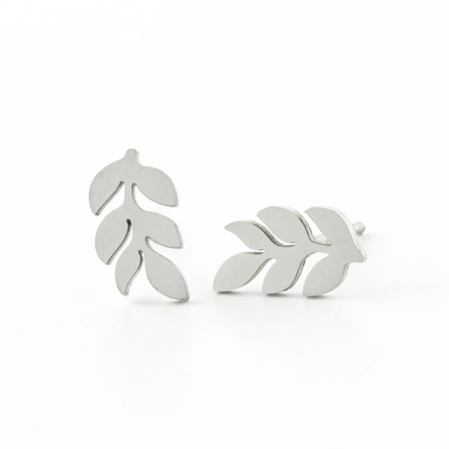 Rowen Leaf Stud Earrings - Stainless