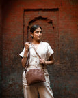 Crossbody Handbag Woven Halfmoon - Chocolate