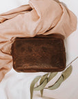Damien and Yilpi Marks Embossed Leather Toiletry Bag - Brown