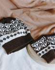 Children's Mittens and Beanie Set - Brown and White