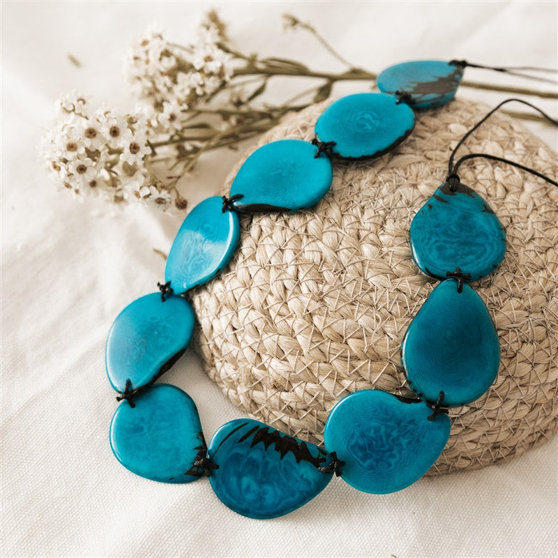 Tagua Petal Necklace - Turquoise - The Fair Trader