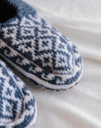 Hand Knitted Wool Slippers - Blue - The Fair Trader
