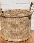 Hatched Weave Jute Basket w/ Handles - Natural - The Fair Trader