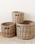 Kubu Rattan Straight Round Baskets