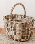 Rattan Kubu Large Carry Basket - Rounded