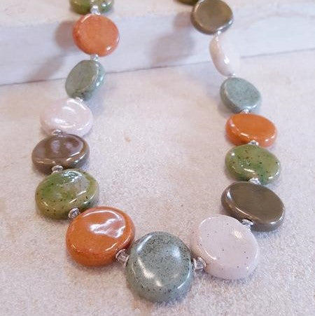 Kazuri Tombola Necklace - Stones 30&quot; - The Fair Trader