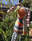Organic Stripey Bunny Rattle - Multicoloured - The Fair Trader
