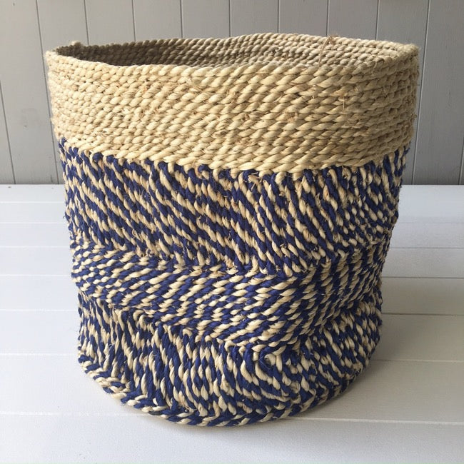 Jute Storage Basket - Indigo/Natural