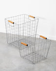 Wire Galvanised Crimped Basket with Wooden Handles - Medium