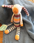 Organic Stripey Bunny Rattle - Multicoloured - The Fair Trader