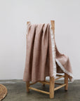 Alpaca Classic Small Throw - Rose Gold with White Fringe
