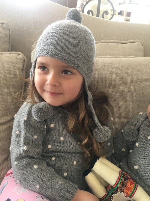 Traditional Children's Alpaca Beanie with Ear Warmers - Grey - The Fair Trader