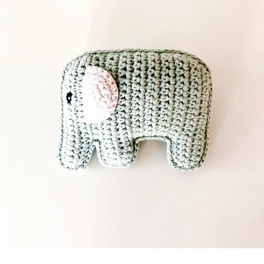 Organic Cotton Elephant Rattle - Teal - The Fair Trader