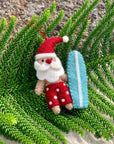 Santa with Blue Surfboard Hanging Decoration