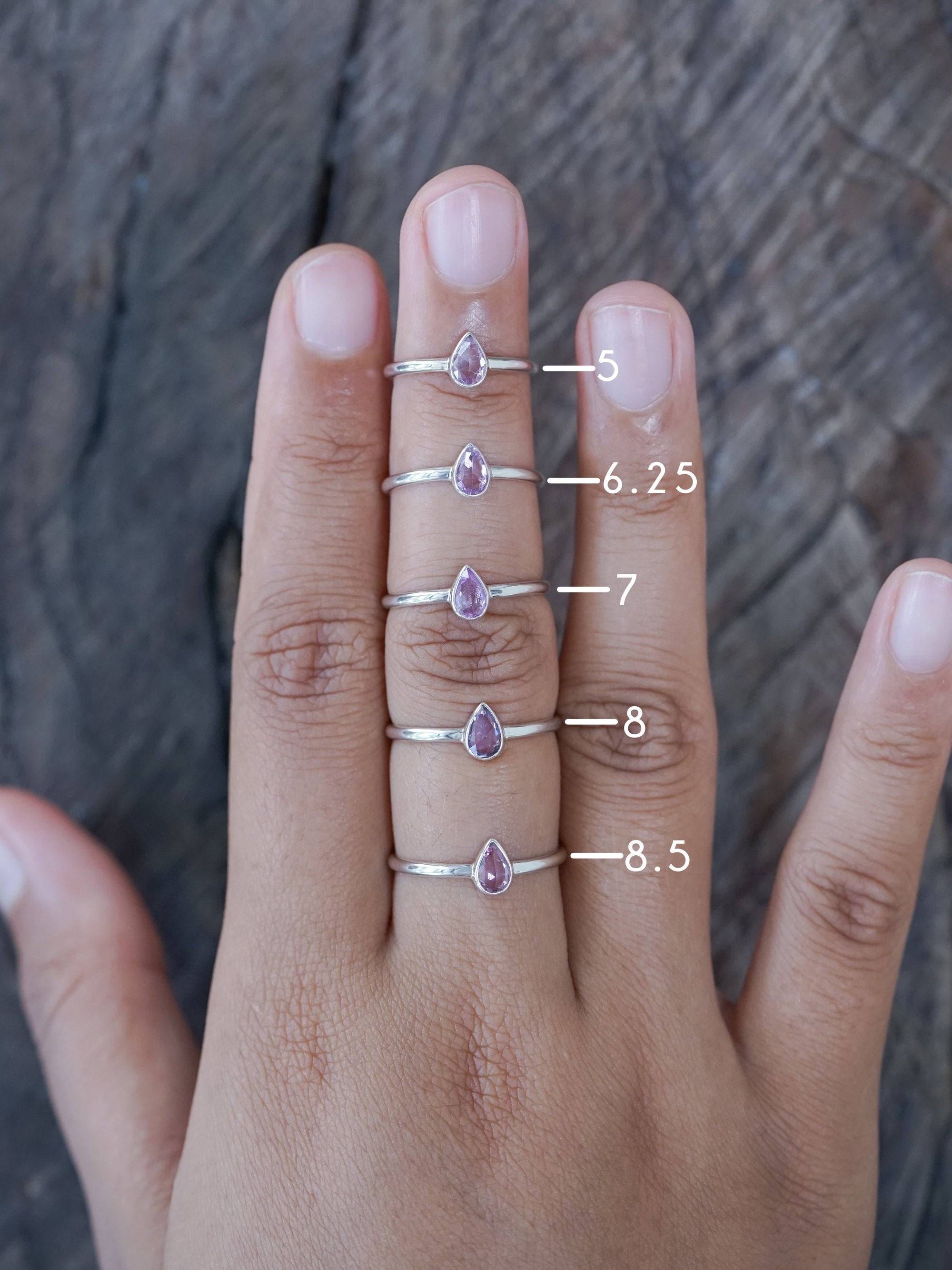 Rose Cut Pear Sapphire Ring Silver - The Fair Trader
