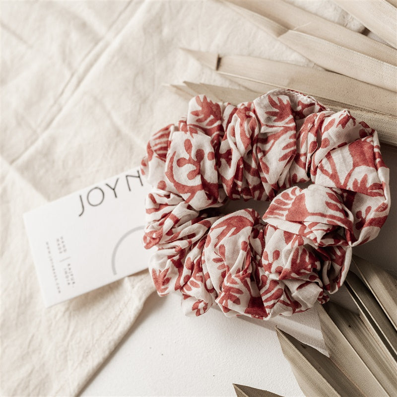 Large Silk Scrunchy - Berry Floral - The Fair Trader