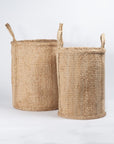 Hatched Weave Jute Basket w/ Handles - Natural - The Fair Trader