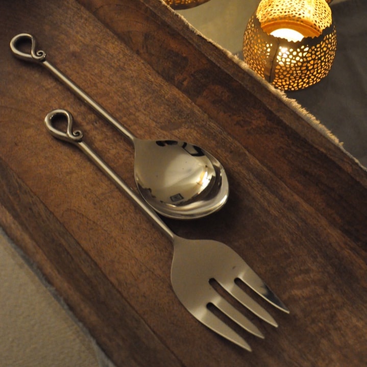 Knotted Salad Servers - Fork and Spoon Set - The Fair Trader